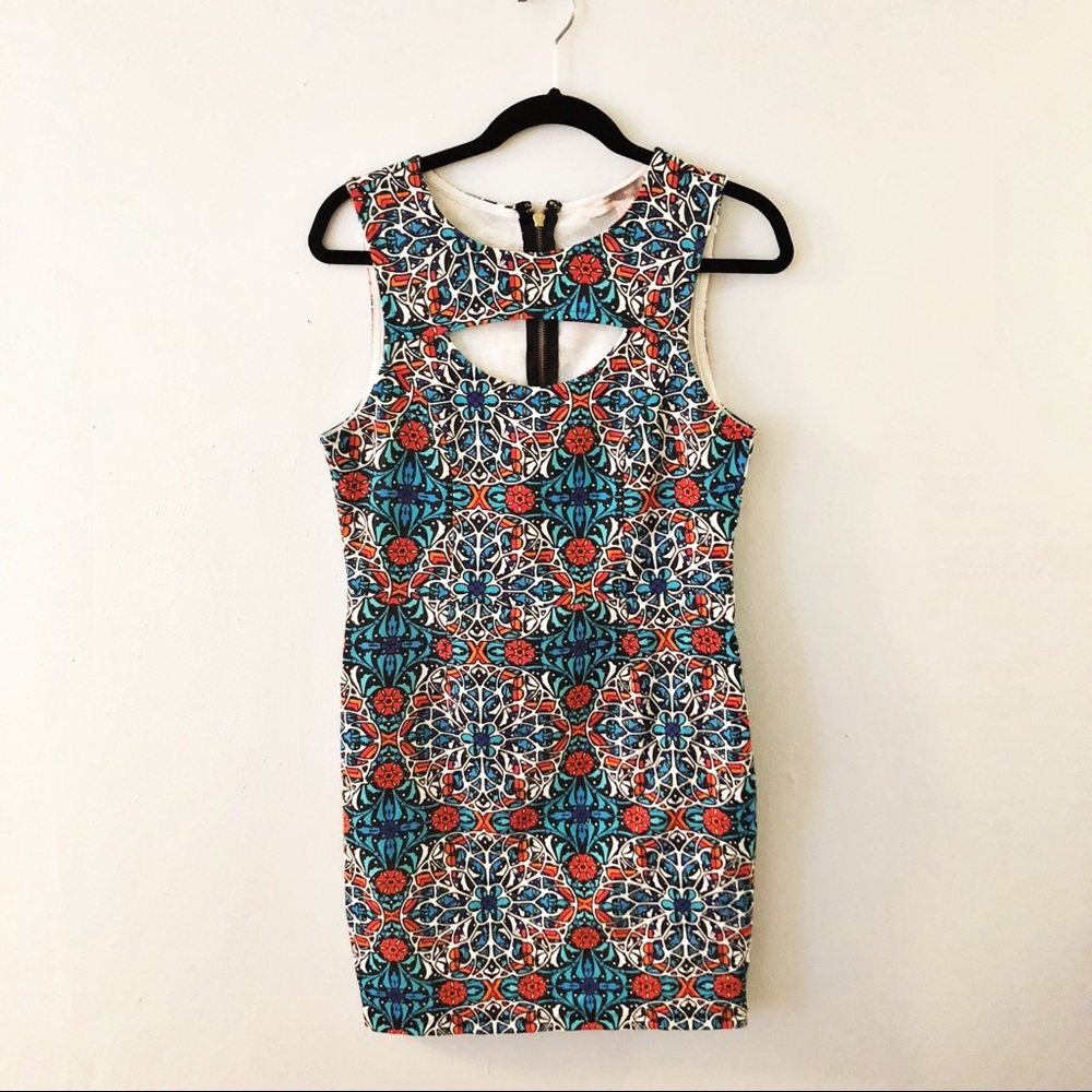 Patterned Cut Out Dress